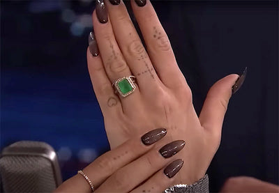 Songstress Rita Ora Reveals Unique Emerald Engagement Ring to Jimmy Fallon