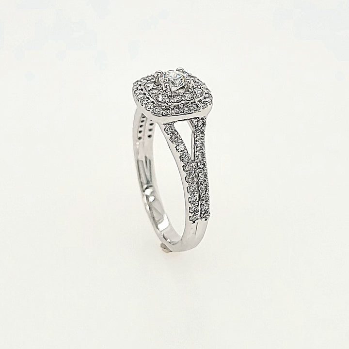 Double Halo Diamond Engagement Ring in 14k Gold