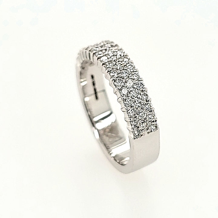 Three Row Pave Band in Gold with Diamonds