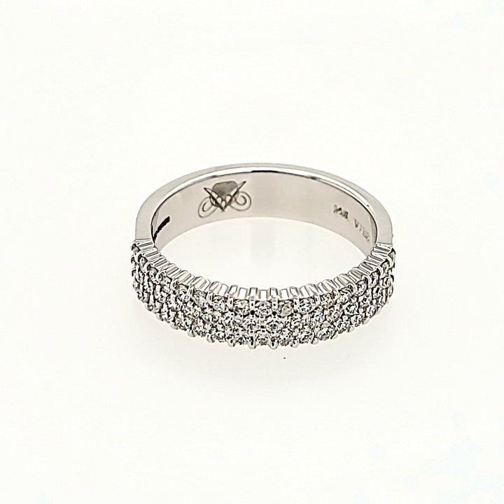 Three Row Pave Band in Gold with Diamonds