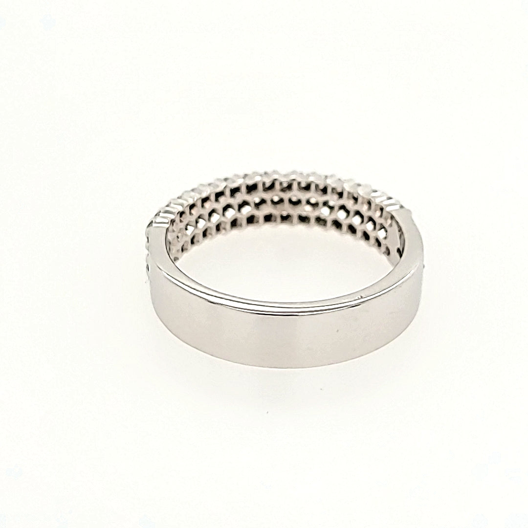 Three Row Pave Band in Gold with Diamonds