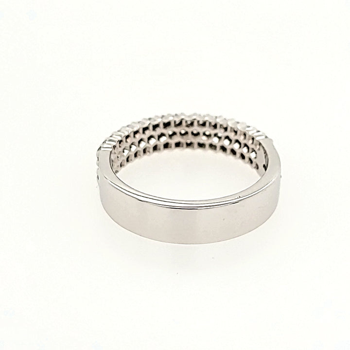 Three Row Pave Band in Gold with Diamonds