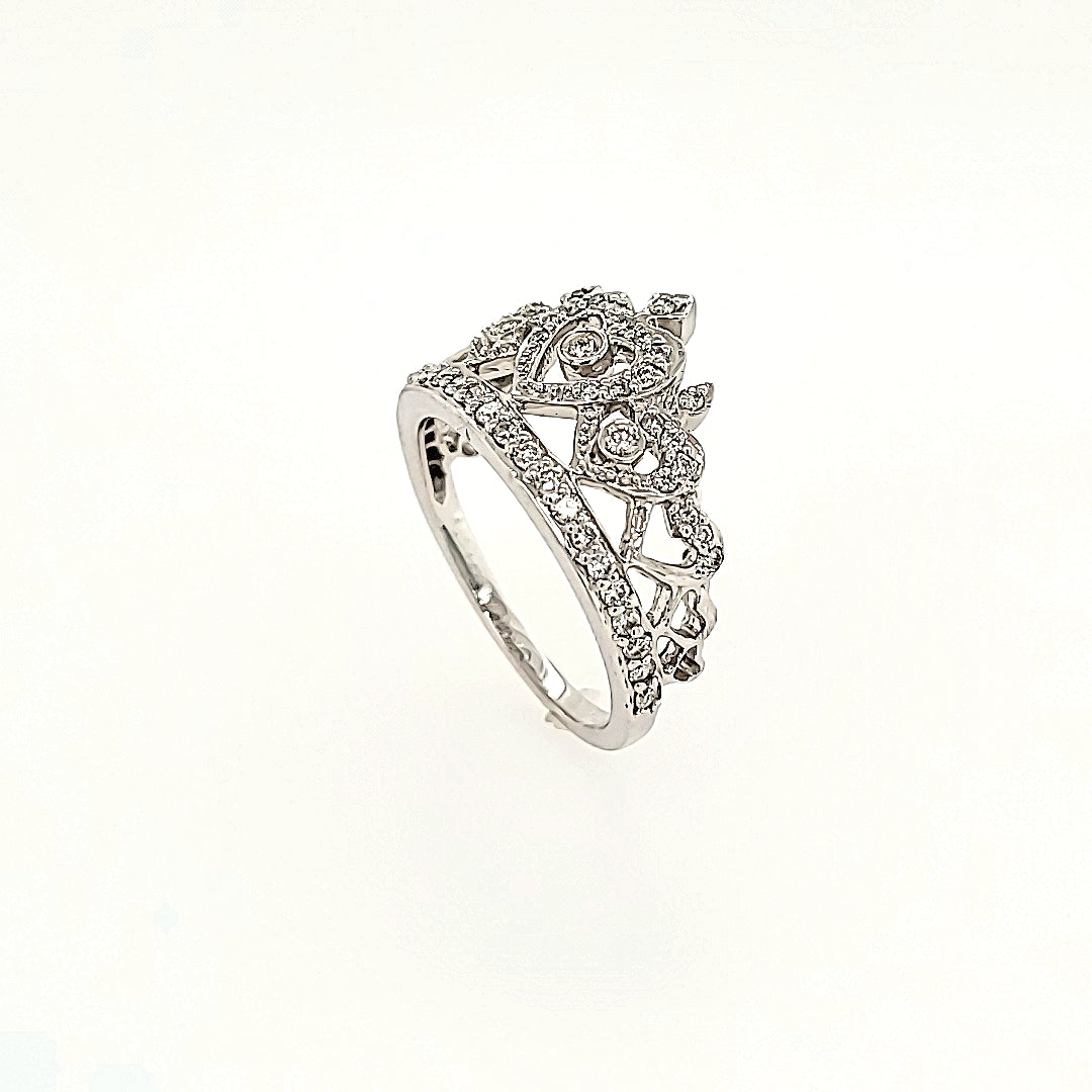 Crown Diamond Ring in 14k Gold