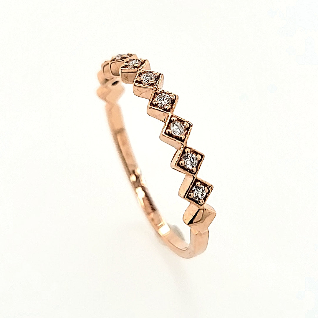 Geometric Inspired Diamond Ring in 14k Gold