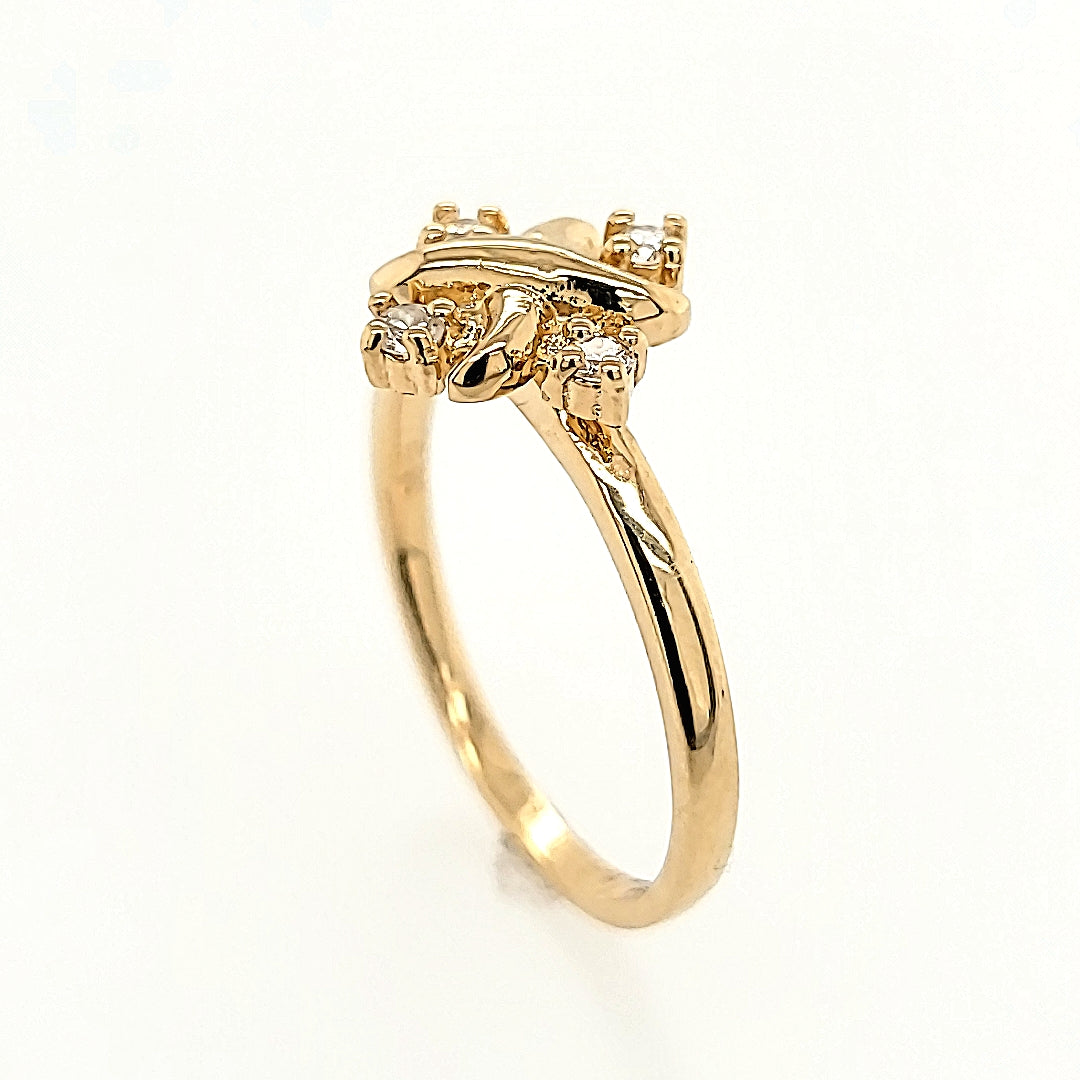 Intricate Four Stone Diamond Ring in 14k Gold