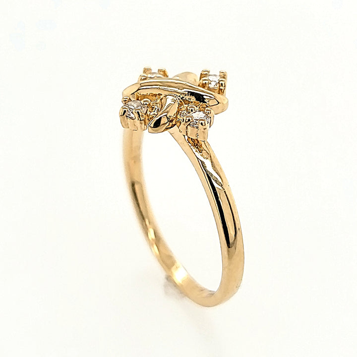 Intricate Four Stone Diamond Ring in 14k Gold