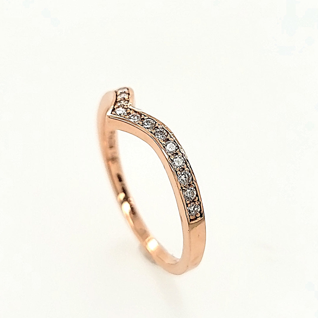 Chevron Inspired Diamond Ring in 14k Gold