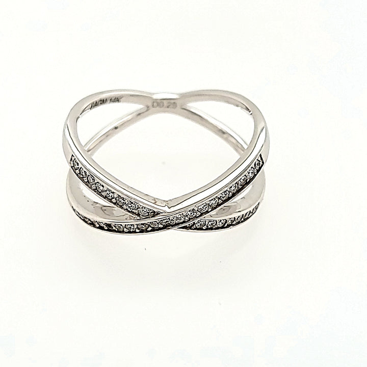 Cross Over Diamond Ring in 14k Gold