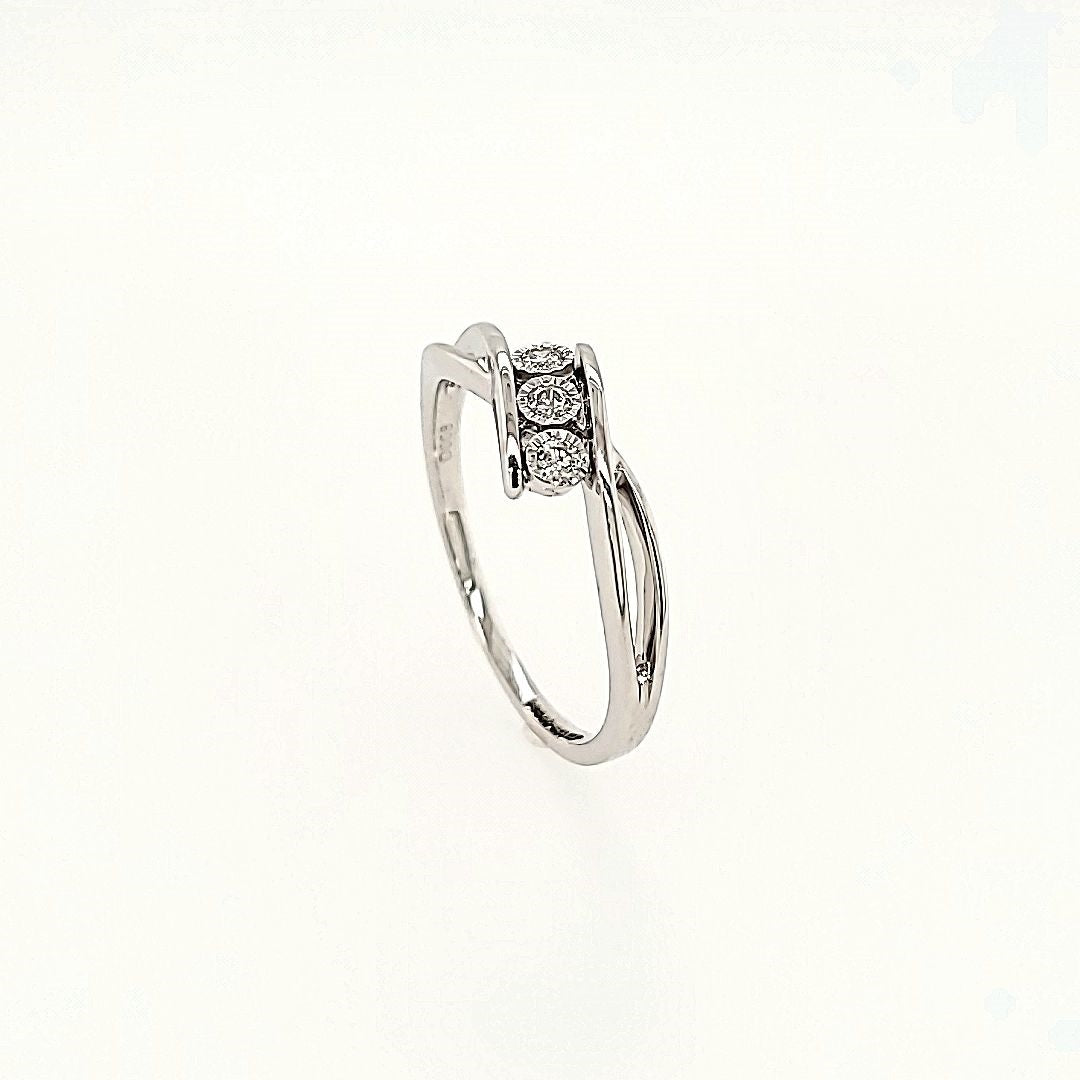 Three Stone Bypass Diamond Ring in 14k Gold