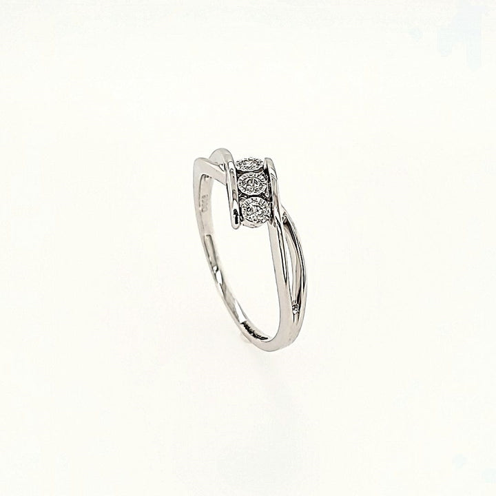 Three Stone Bypass Diamond Ring in 14k Gold