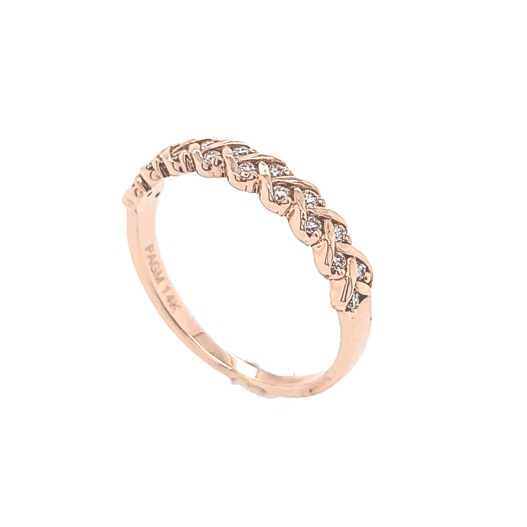 Rose Gold Diamond Braided Hearts Band