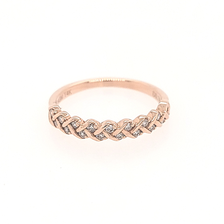 Rose Gold Diamond Braided Hearts Band