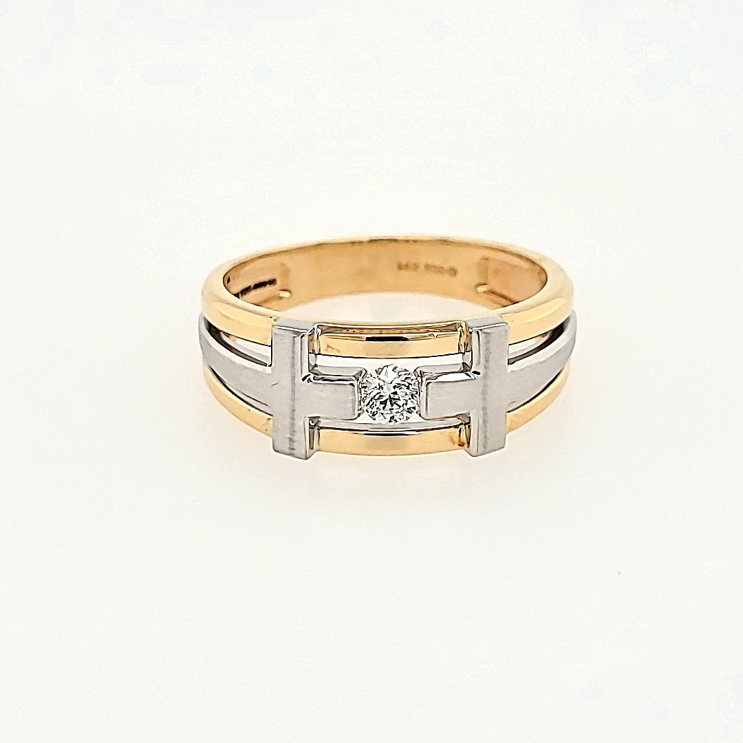 Double Cross Diamond Ring in 14k Gold