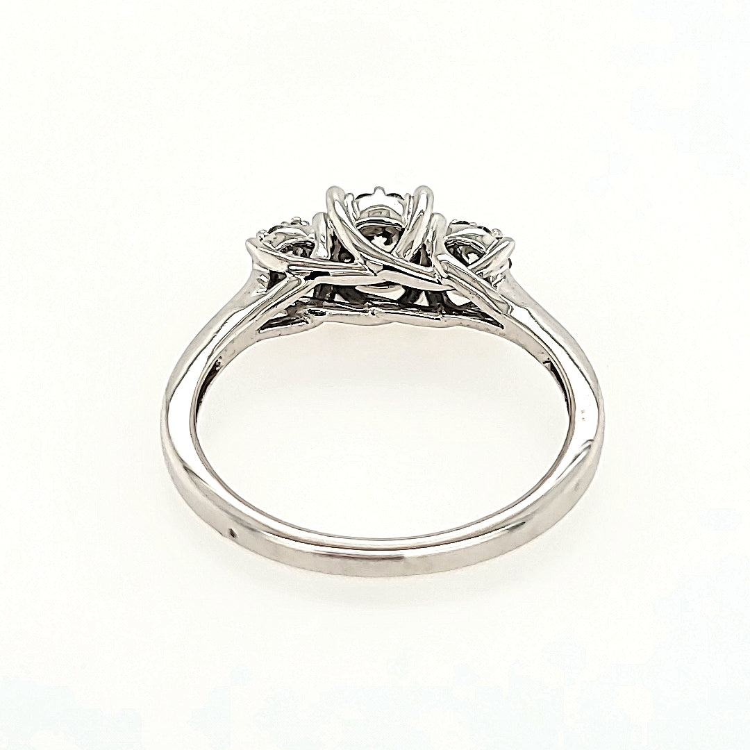 Three Stone Illusion Cluster Diamond Ring in 14k Gold