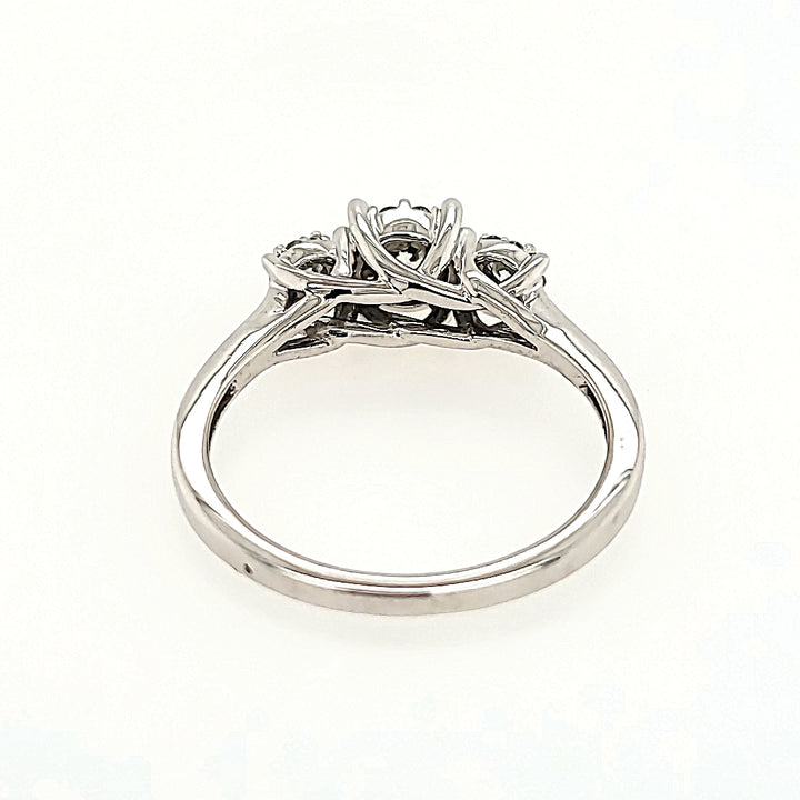 Three Stone Illusion Cluster Diamond Ring in 14k Gold