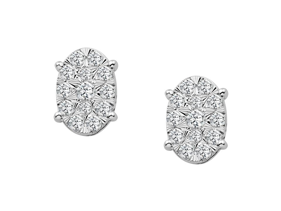 14K White Gold Oval Diamond Stud Earrings with 0.57ct TDW