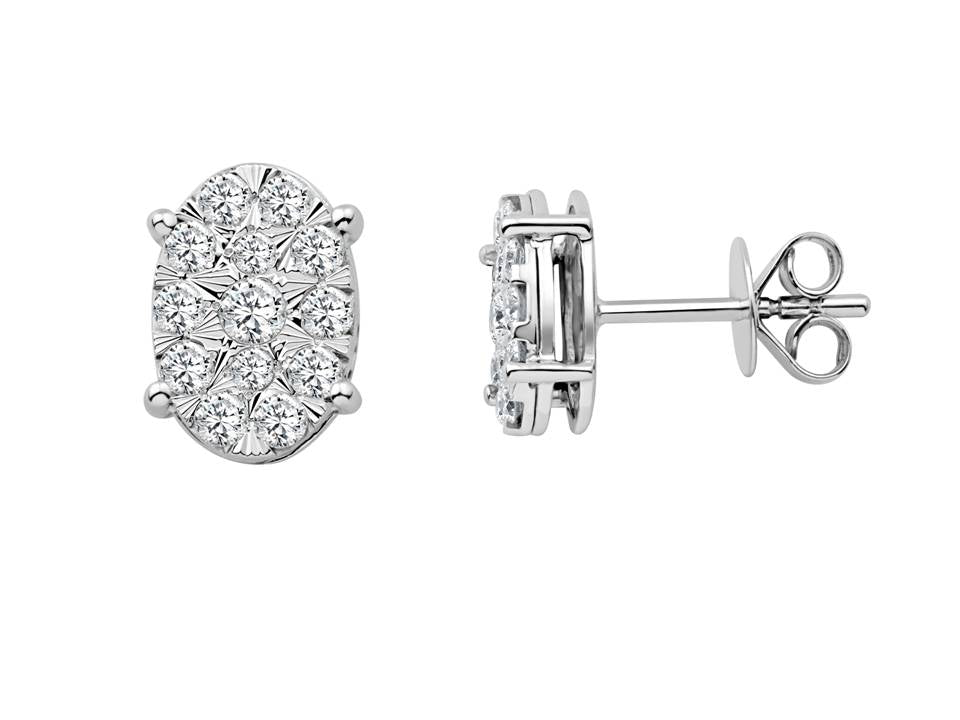 14K White Gold Oval Diamond Stud Earrings with 0.57ct TDW