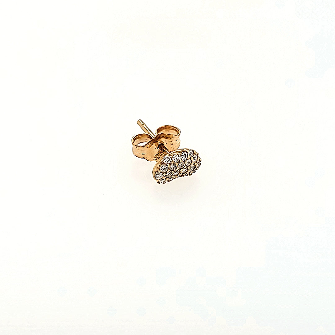 Bean Diamond Studs in 14k Gold