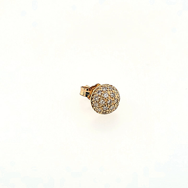 Diamond Button Style Earrings in 14k Gold