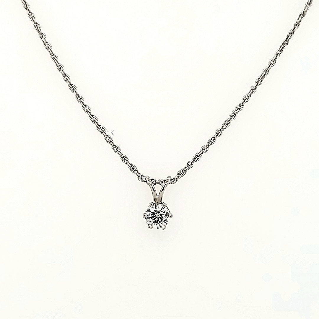 Solitaire Diamond Pendant 14k Gold