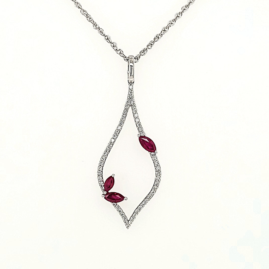 Ruby and Diamond Pendant in 14k Gold