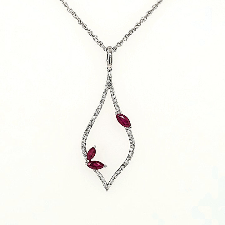 Ruby and Diamond Pendant in 14k Gold