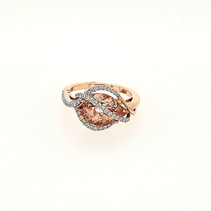 Morganite Ring with Diamond Accents in 14k Gold