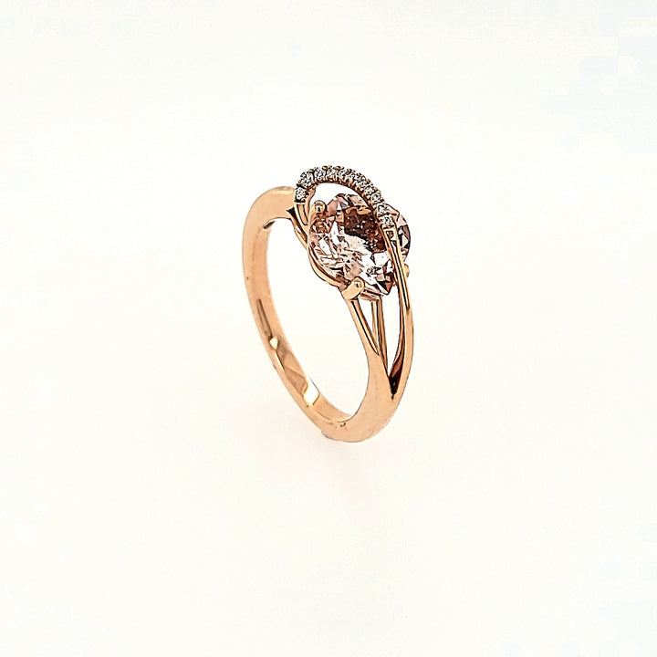 Celestial Inspired Morganite Ring with Diamonds in 14k Gold