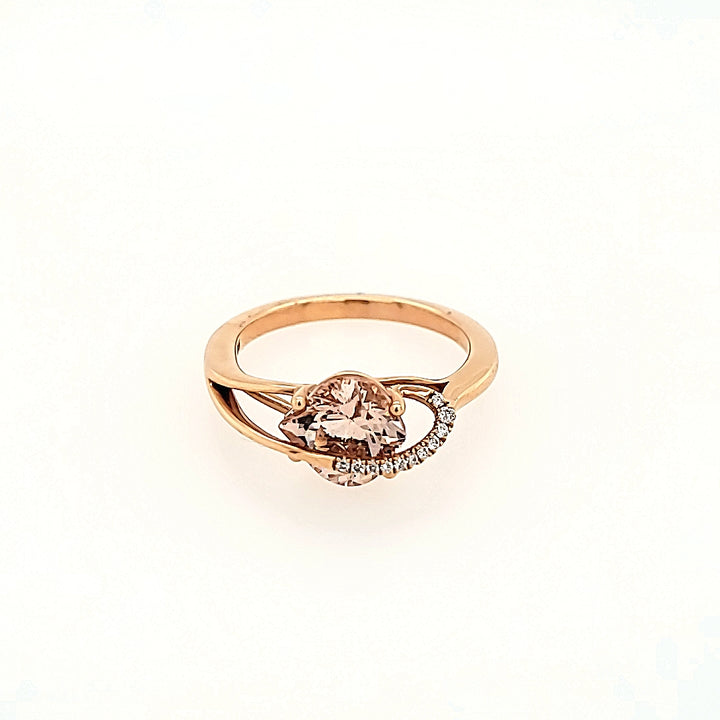 Celestial Inspired Morganite Ring with Diamonds in 14k Gold