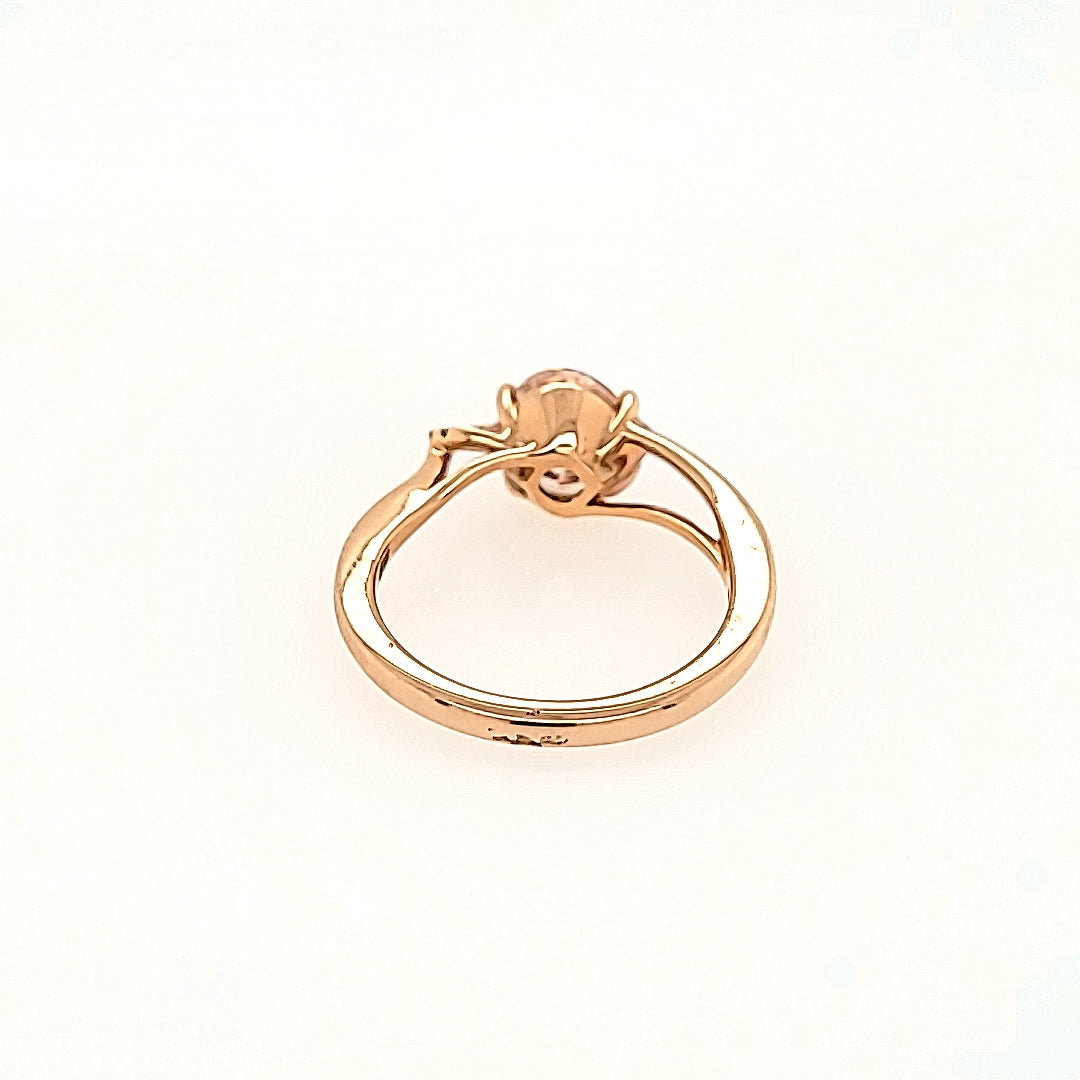 Celestial Inspired Morganite Ring with Diamonds in 14k Gold