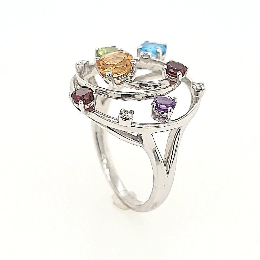 Gemstone and Diamond Ring in 14k Gold