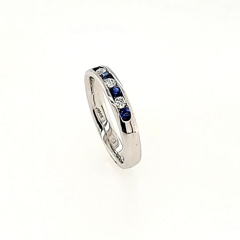 Blue Sapphire and Diamond Ring in 14k Gold