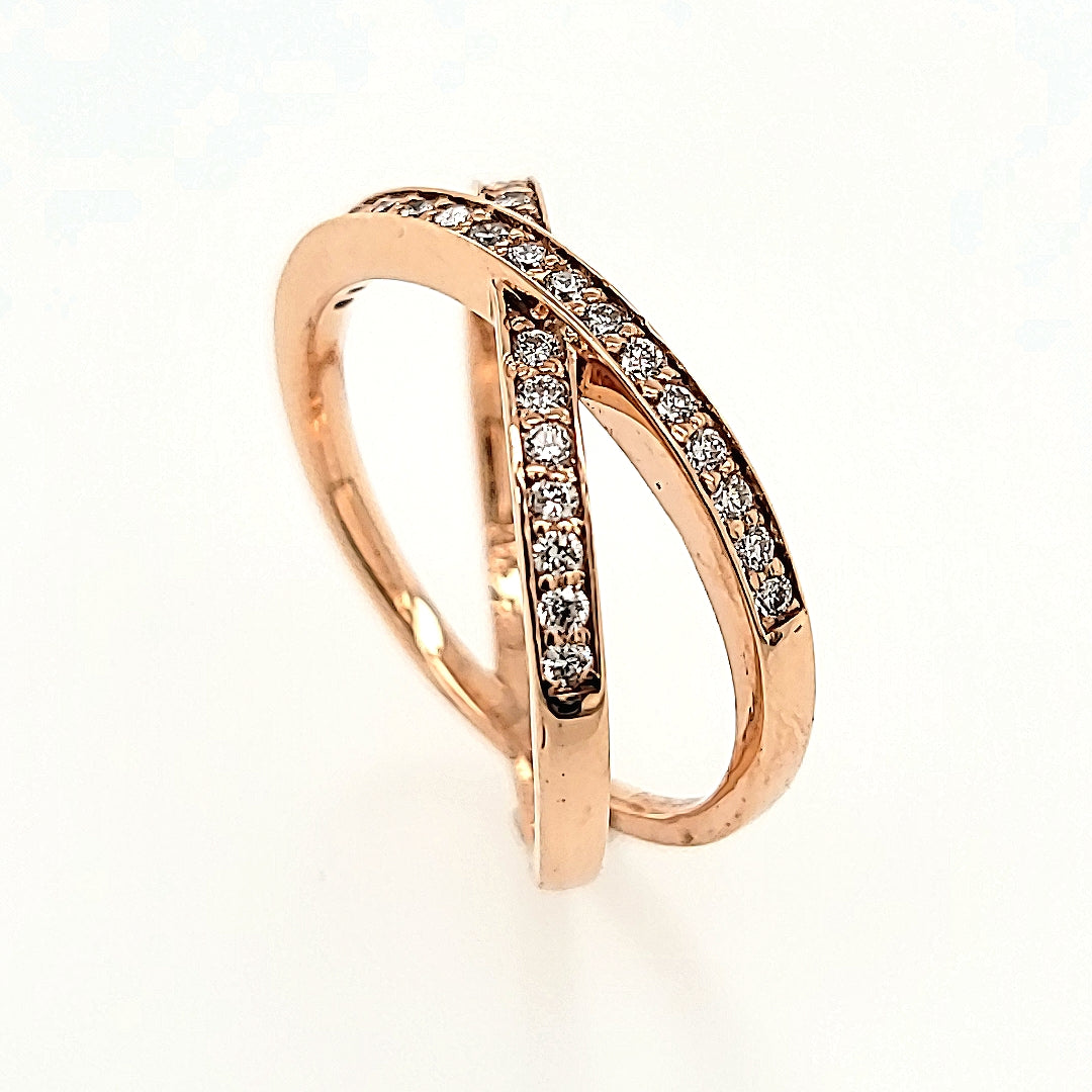 Diamond Cross Over Ring in 14k Gold