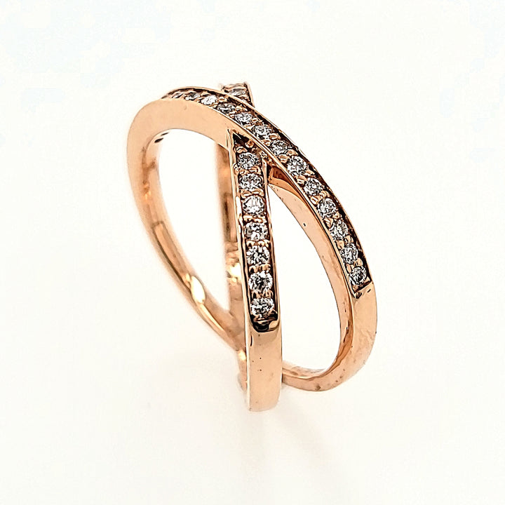 Diamond Cross Over Ring in 14k Gold