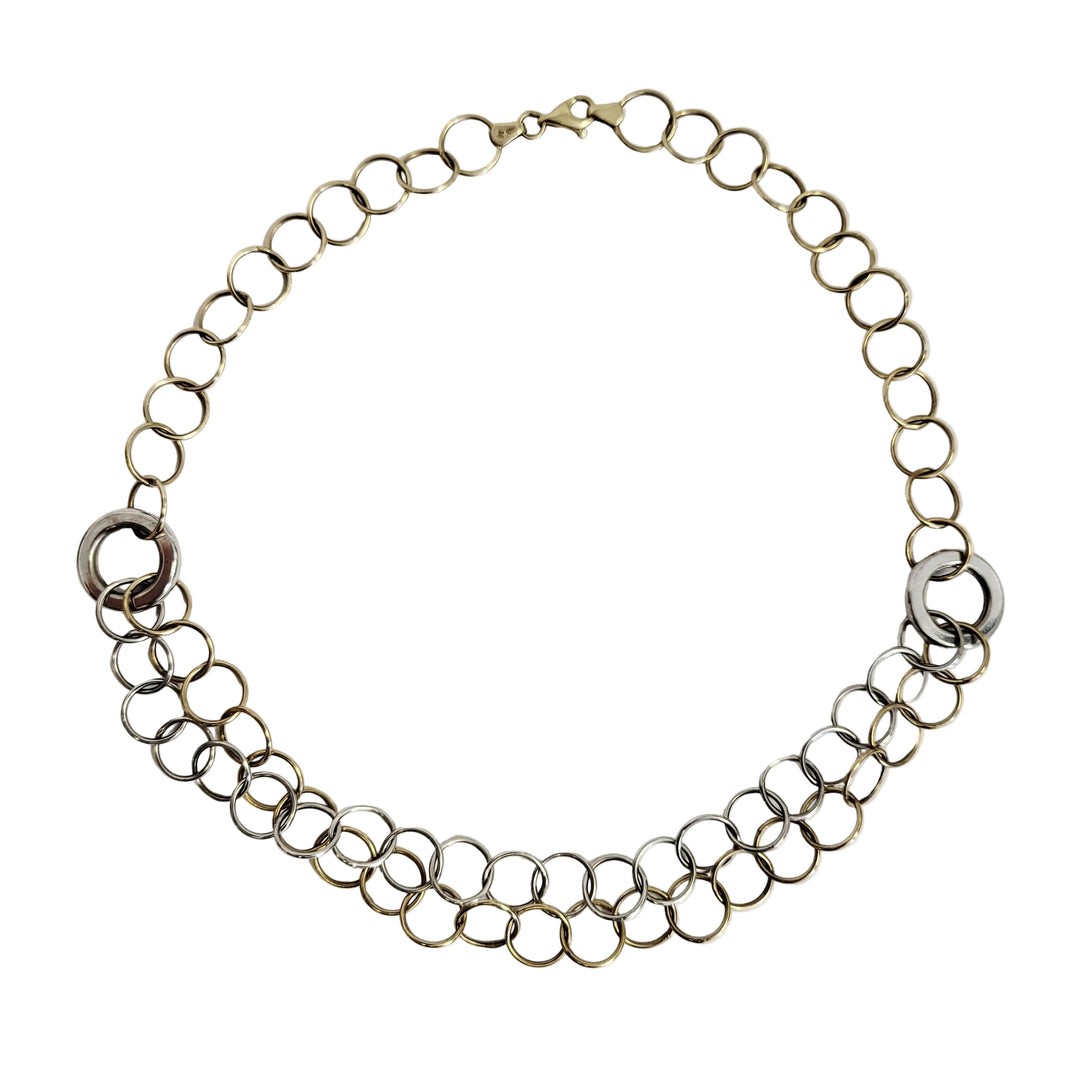 Two-layered chain necklace on a white background