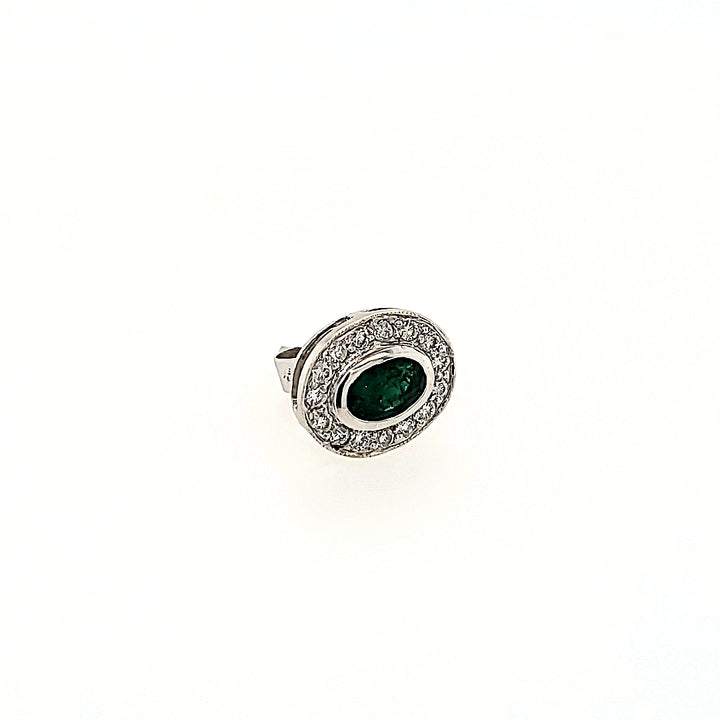 Emerald Stud Earrings with Diamond Accents in 18k Gold