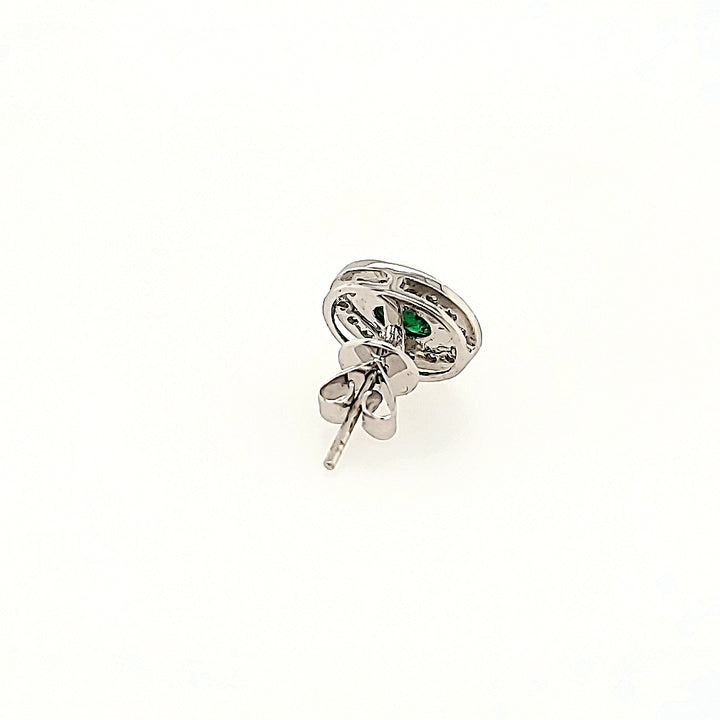 Emerald Stud Earrings with Diamond Accents in 18k Gold