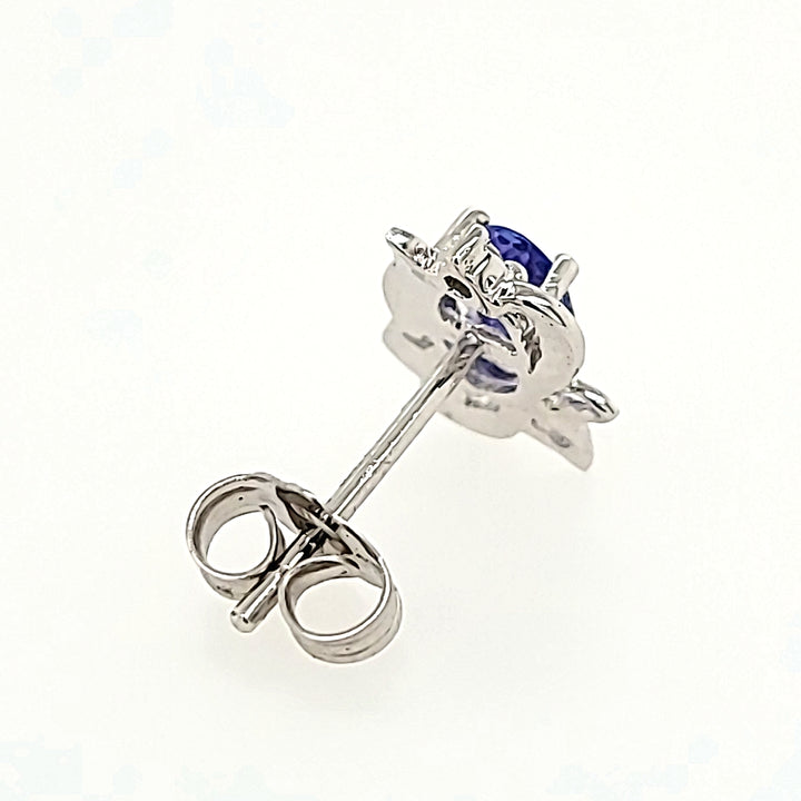Tanzanite Floral Studs with Diamond Accents in 14k Gold
