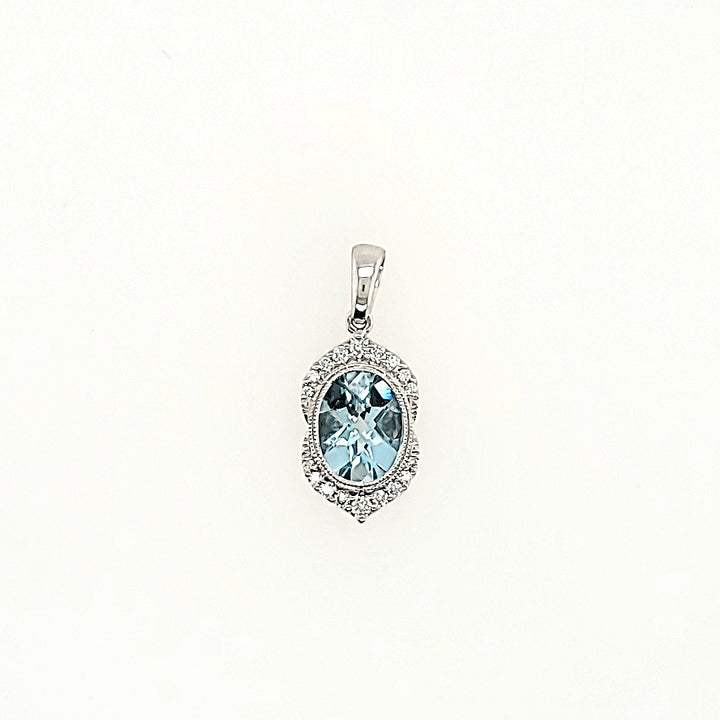 Aquamarine Pendant with Diamond Accents in 14k Gold
