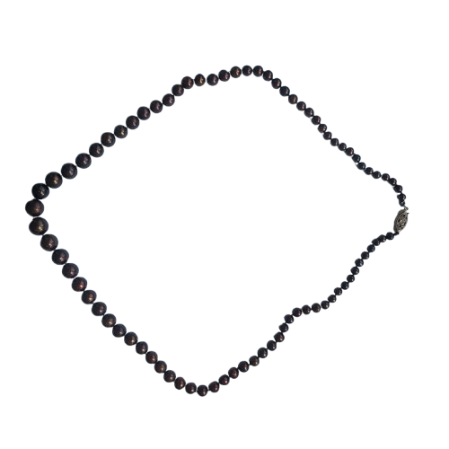 18" graduated chocolate pearl strand with 14k gold clasp