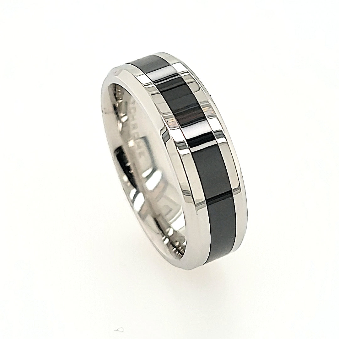 Cobalt Chrome Ring with Black Ceramic Inlay