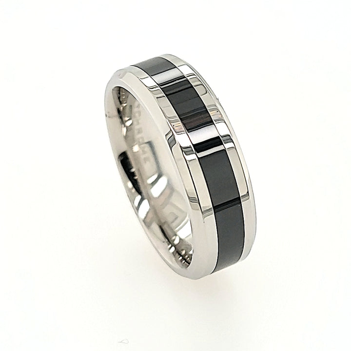 Cobalt Chrome Ring with Black Ceramic Inlay