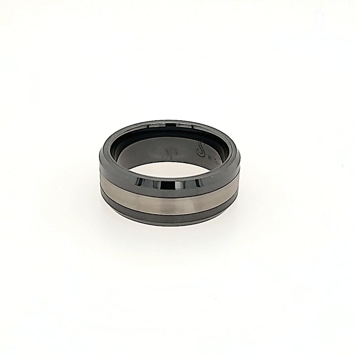 Black Ceramic and Tungsten Carbide Ring