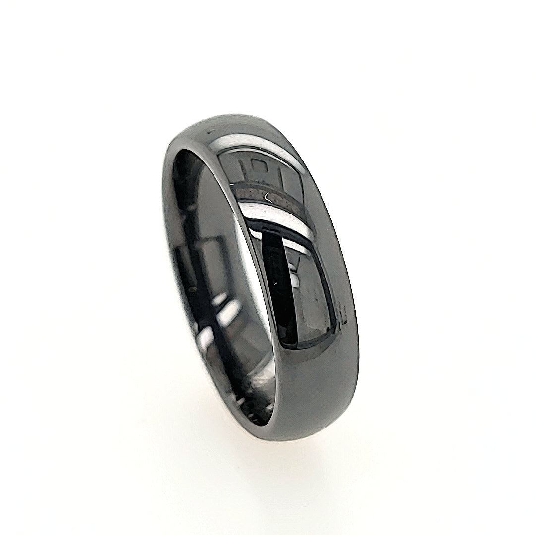 Black Ceramic Half Round Ring