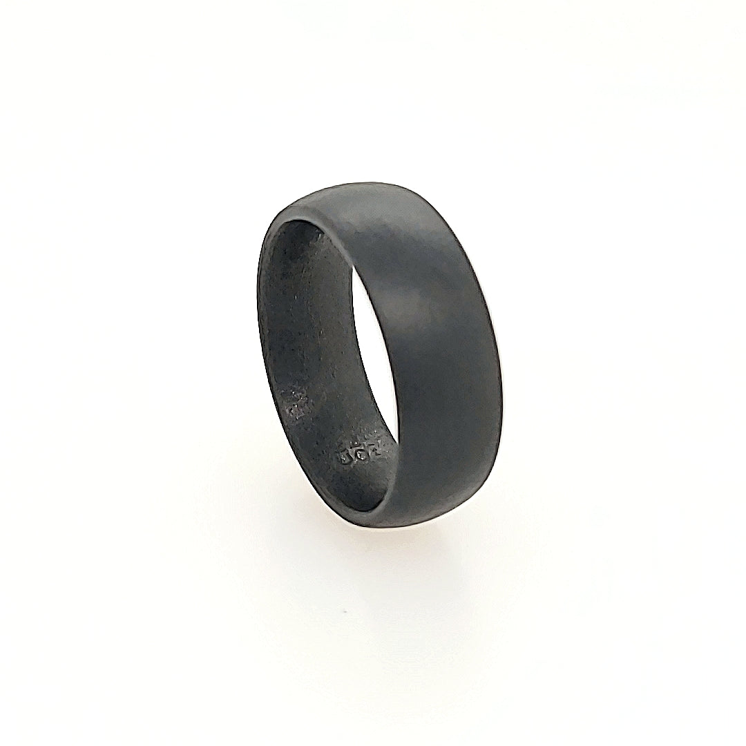 Black Ceramic Ring with Sandblasted finish