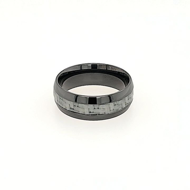 Black Ceramic Ring with a Carbon Fiber Inlay