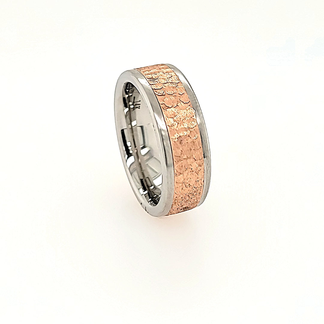 Serinium Band with Hammered Rose Gold Inlay