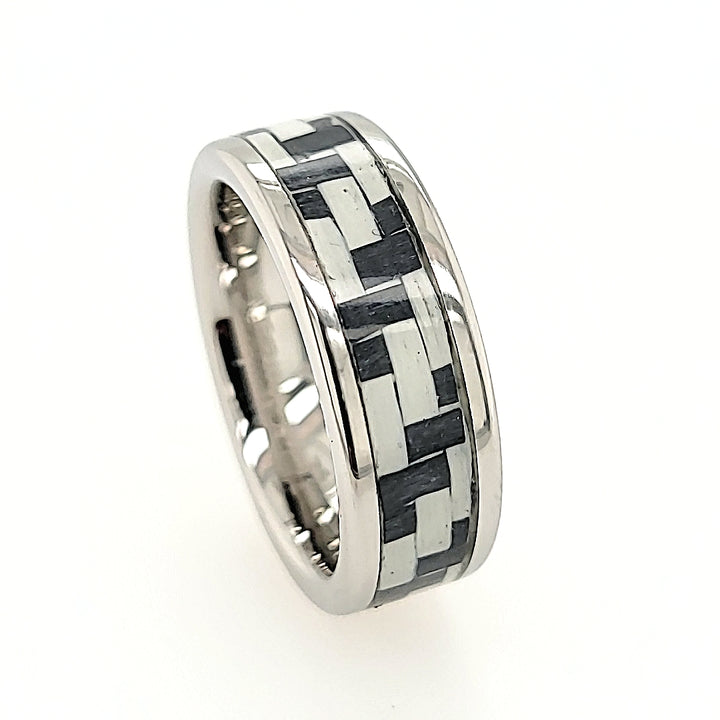 Serinium Ring with a Carbon Fiber Inlay
