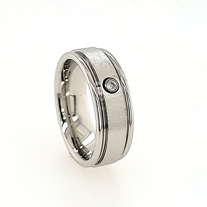 Satin finish Serinium Band with diamond