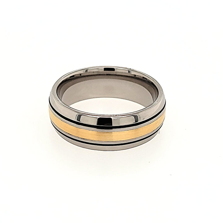 Tungsten Carbide Band with a 14k Gold Inlay